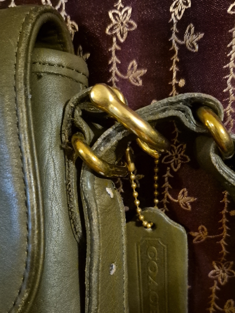 Coach Classic Olive Green Leather Crossbody Bag - Picture 5 of 7